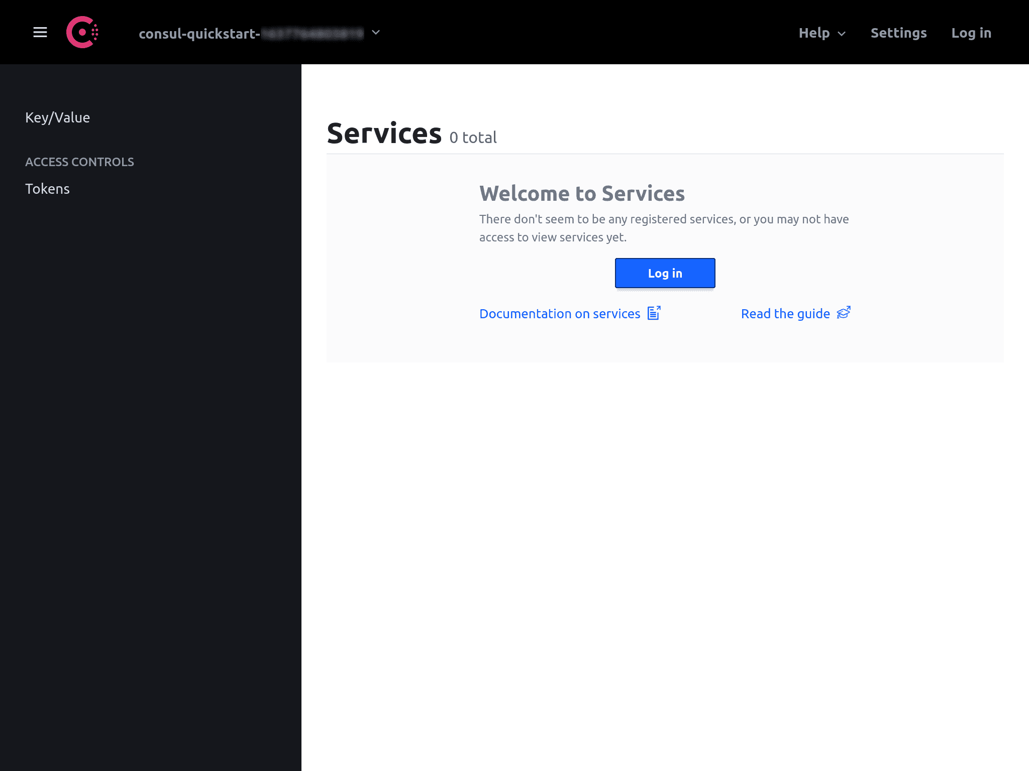 Consul UI services HashiCups login request